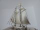 Finest Hand Crafted Japanese Sterling Silver Two Masted Model Yacht Ship Japan Other Antique Sterling Silver photo 2