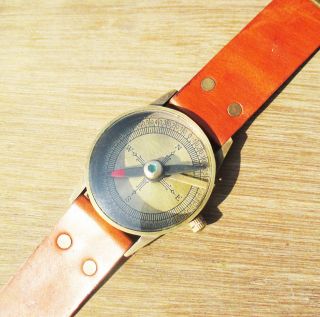 Vintage Style Marine Antique Brass Compass Wrist Watch Type - - Compass photo