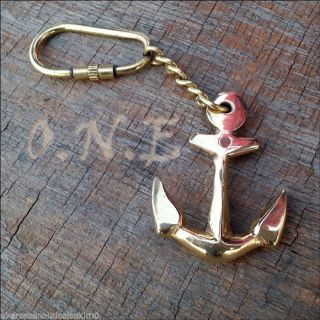 Nautical Marine Solid Brass Ship Anchor Key Chain Vintage Style Gift Maritime photo