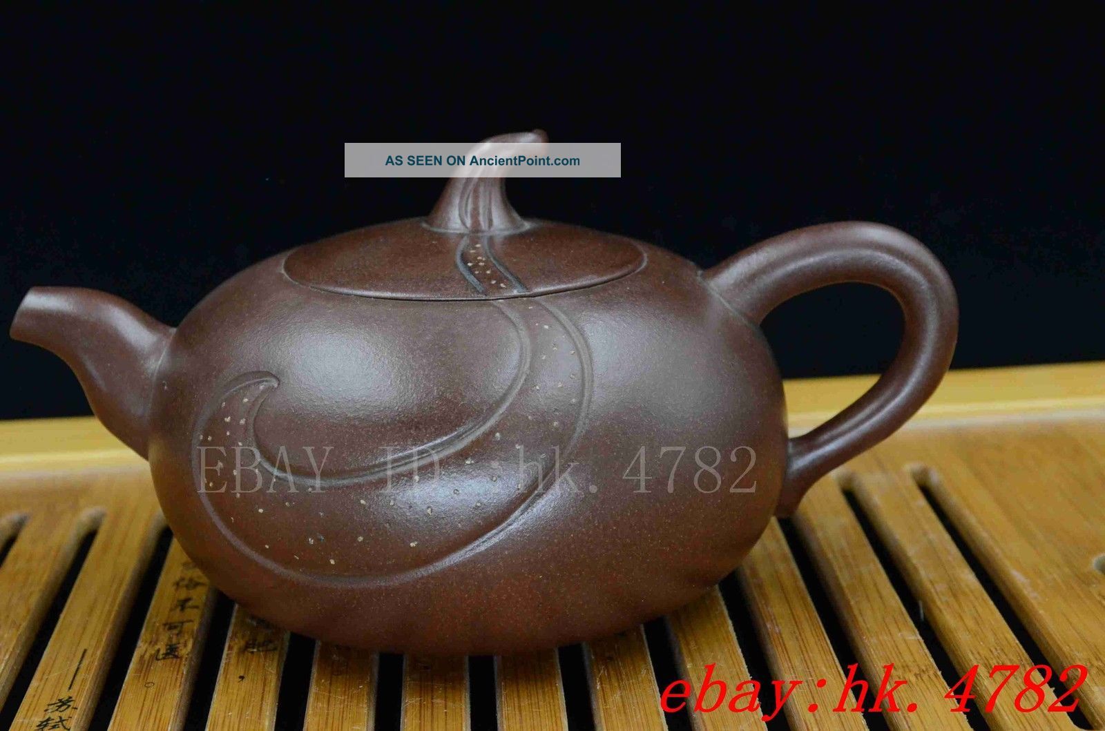 Chinese Yixing Zisha Handmade Carved Waveteapot Teapots photo