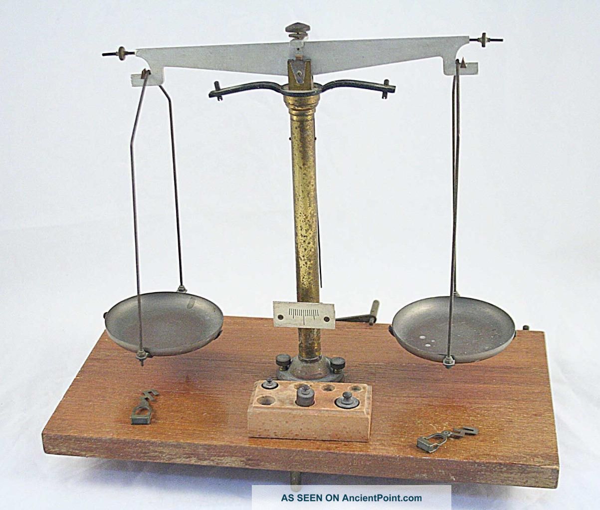 Russia Antique Gold Scale Weight Copper Aluminum And Wood From 30 ' S Scales photo