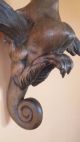 Very Large Rare Antique French Carved Wood Sphinxes Figure 19 C - Gothic Style Carved Figures photo 6