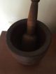 Antique Victorian Large Wooden Primitive Mortar And Pestle Apothecary Early Herb Mortar & Pestles photo 8