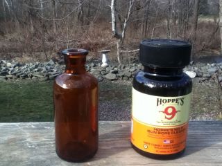 Vintage Hoppes Gun Bore Cleaner 9 Bottle.  The Top Of Bottle Suggests 1930 ' S photo