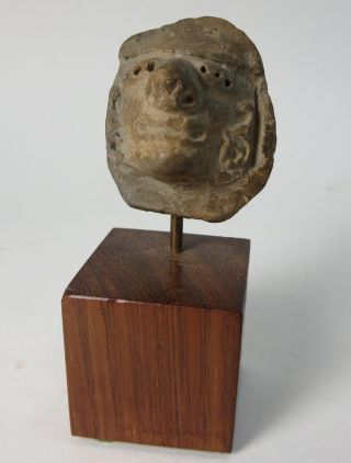 Pre - Columbian Head On Stand Mexico Mayan photo