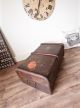 Antique Travel Steamer Trunk Coffee Table Vintage Storage Chest With Tray Ship Equipment photo 3