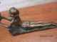 Art Deco Chandler Lamp Base.  Woman Scantly Dressed Laying With Outstretched Arms Art Deco photo 3