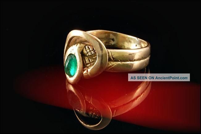 Antique Victorian Emerald 14k Gold Snake Ring (041816129) Victorian photo