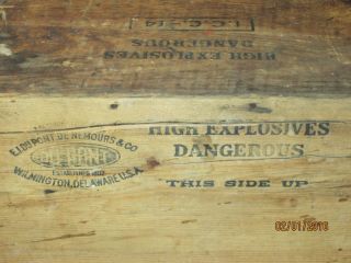 Vintage Wooden Dovetail Dupont High Explosives Dangerous Crate Box photo
