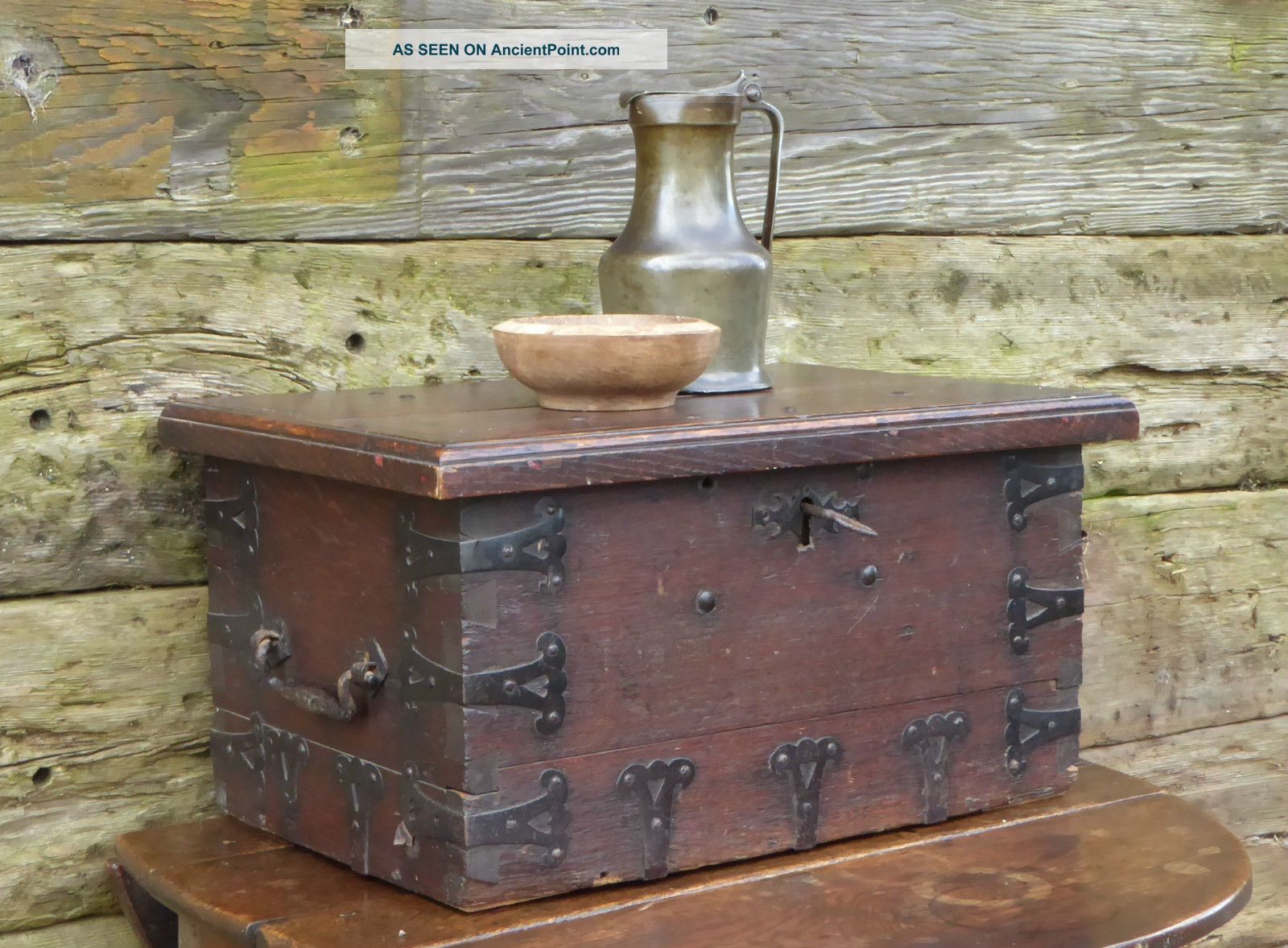 17th Century Oak And Iron Bound Strong Chest Pre-1800 photo