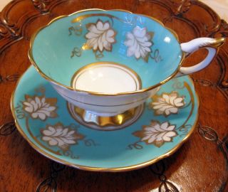 Royal Stafford Turquoise With Gold Cup And Saucer photo