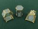 3 Vtg Brass Glass Jewelry Miniature Display Curio Cabinet Table Top Pyramid Box Display Cases photo 2