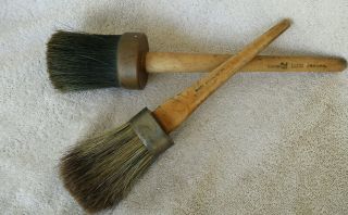 Two Antique Vintage Horsehair Paint Brushes - 1 Wolfe Brush Co.  1 Rubberset Co. photo