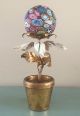 Rare Vintage Italian Millefiori Art Glass & Tole Figural Flower Pot Table Lamp Lamps photo 1