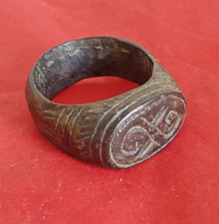 P9: Authentic Ancient Roman Empire Bronze Ring Jewelry Artifact photo