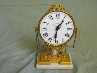 E.  F.  Caldwell Gilt Bronze Jasperware Neo - Classical Marble Mantle Clock As - Is photo