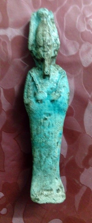 Ancient Egyptian Blue Ushabti Of God Amun photo