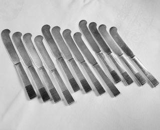 Georg Jensen Denmark 12 Hh Butter Knives In Parallel Sterling Silver No Mono photo