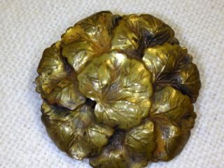 Antique Vintage Brass Button Leaves Leaf Design Victorian Brass Button Metal Old photo