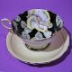 Dw Paragon Black And Yellow Tea Cup And Saucer Hand Painted Magnolia Beauty Cups & Saucers photo 2