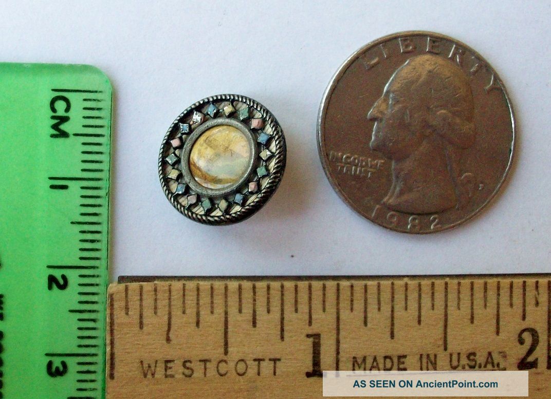 Button Victorian Antique Metal Small Picture Celluloid Collectible Architectural Buttons photo