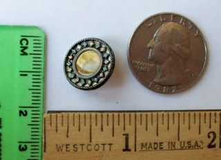 Button Victorian Antique Metal Small Picture Celluloid Collectible Architectural photo