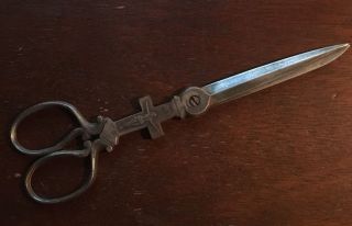 Antique Religious Scissors With Crucifix,  Unusual And Rare photo