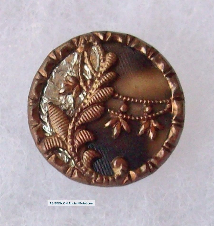 Button Rare Aluninum Foil Victorian Antique Metal Celluloid Collectible