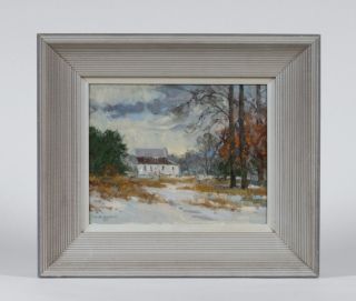 American - Jersey Impressionist Oil Painting By Frank Zuccarelli / Winter Barn photo