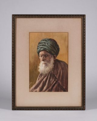 Edwin Lord Weeks (1849 - 1903) - Orientalist Watercolor Of A Persian Man photo