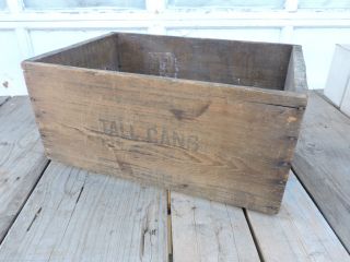 Antique Wood Box Crate,  Tall Cans,  Oil Bottles,  Sign Advertising photo
