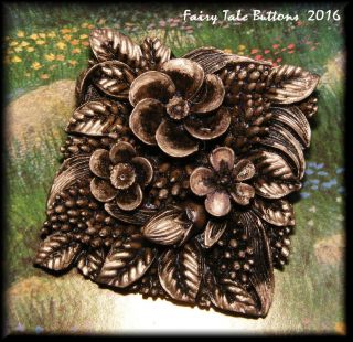 Large Bouquet Of Mixed Flowers Diamond Shaped Acrylic Studio Button photo