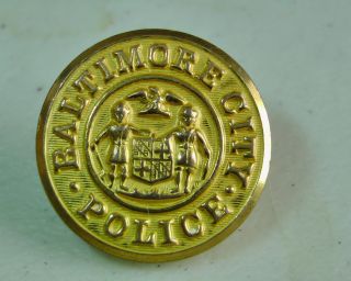 20th C.  Baltimore City Police (maryland) Vintage Button 26mm By Waterbury photo