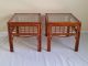 2 Hollywood Regency Bamboo Rattan Brass End Tables Chinese Chippendale Jungalow Post-1950 photo 4
