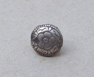 Silver Button Tudor Rose Design 17th Century Metal Detecting Find. photo