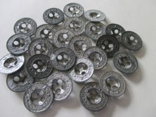 Vintage Wafer Thin Metal Pewter Tone Usa Army War Star Uniform Buttons 25pc photo
