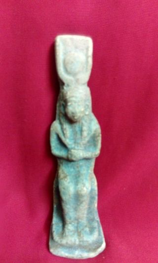 Ancient Egyptian Blue Ushabti Of Setting Isis photo