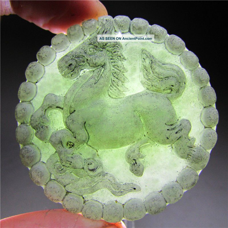 Chinese Antique Natural Old Jade Hand Carved Waist Pendant Necklace Horse Aaaa Necklaces & Pendants photo