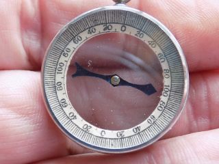 Vintage Double Sided Scale Pocket Compass With Card Case Hiking Camping Etc photo