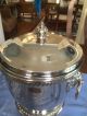 Vintage Ice Bucket Poole Silver Plate Lions Head Handles With Lid And Tongs Other Antiquities photo 3