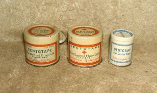 3 Early 1900 ' S Johnson & Johnson Dental Floss Tins photo