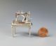 Vintage Dutch Silver Sewing Machine Dollhouse Miniature Table Hand Crank Miniatures photo 2