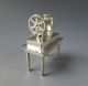 Vintage Dutch Silver Sewing Machine Dollhouse Miniature Table Hand Crank Miniatures photo 6