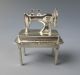 Vintage Dutch Silver Sewing Machine Dollhouse Miniature Table Hand Crank Miniatures photo 7