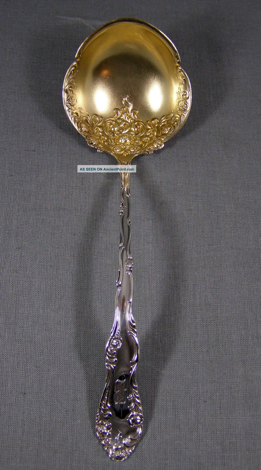 Towle Sterling Silver & Gold Wash Soup Ladle Old English Pattern 1892