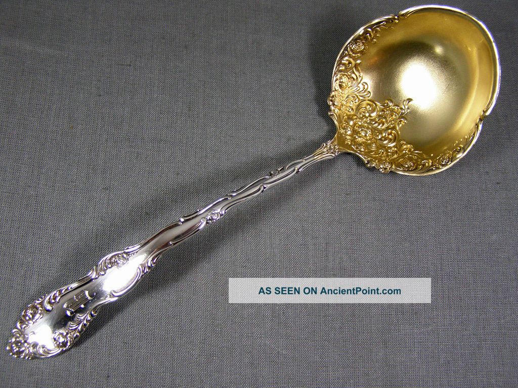 Towle Sterling Silver & Gold Wash Soup Ladle Old English Pattern 1892 Flatware & Silverware photo
