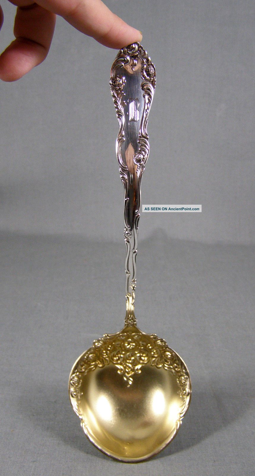 Towle Sterling Silver & Gold Wash Soup Ladle Old English Pattern 1892