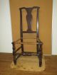 Rare 18th C Woodbury Ct Qa Side Chair Brown Paint & Boldest Stretchers Primitives photo 1