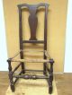Rare 18th C Woodbury Ct Qa Side Chair Brown Paint & Boldest Stretchers Primitives photo 2