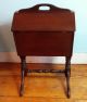 Vtg Mahogany Sewing Box Table W/ Built - In Spools,  Sliding Tray & Accessories Other Antique Furniture photo 2